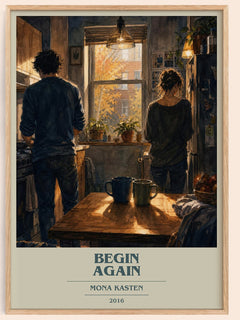 Begin Again book cover book poster by Mona Kasten – framed literary art print