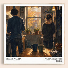 Begin Again literary book poster by Mona Kasten – framed literary art print