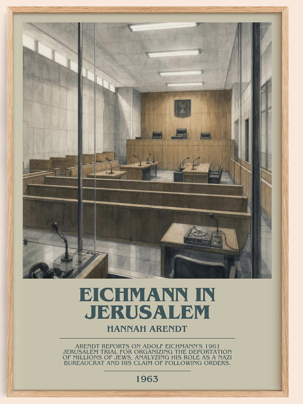 Eichmann in Jerusalem bookish book poster by Hannah Arendt – framed literary art print