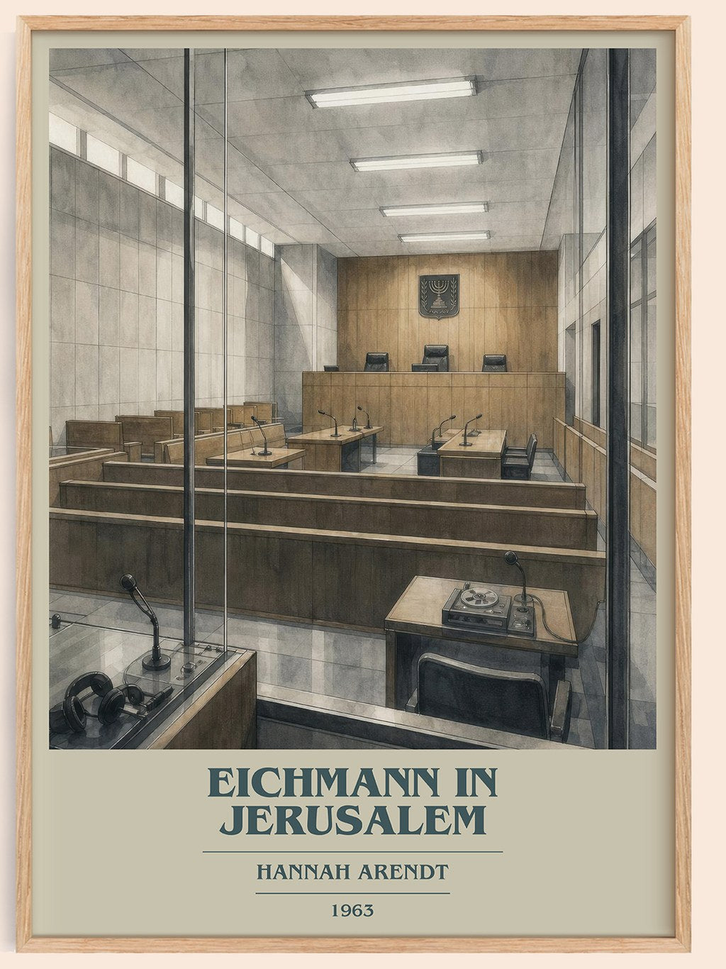 Eichmann in Jerusalem book cover book poster by Hannah Arendt – framed literary art print