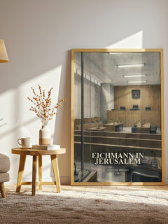 Eichmann in Jerusalem watercolour print in frame leaning in hallway – non fiction wall art