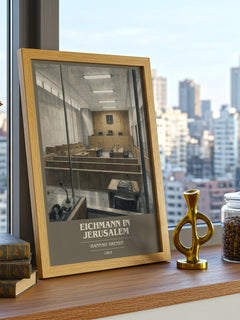 Eichmann in Jerusalem book cover print framed by window – literary home decor