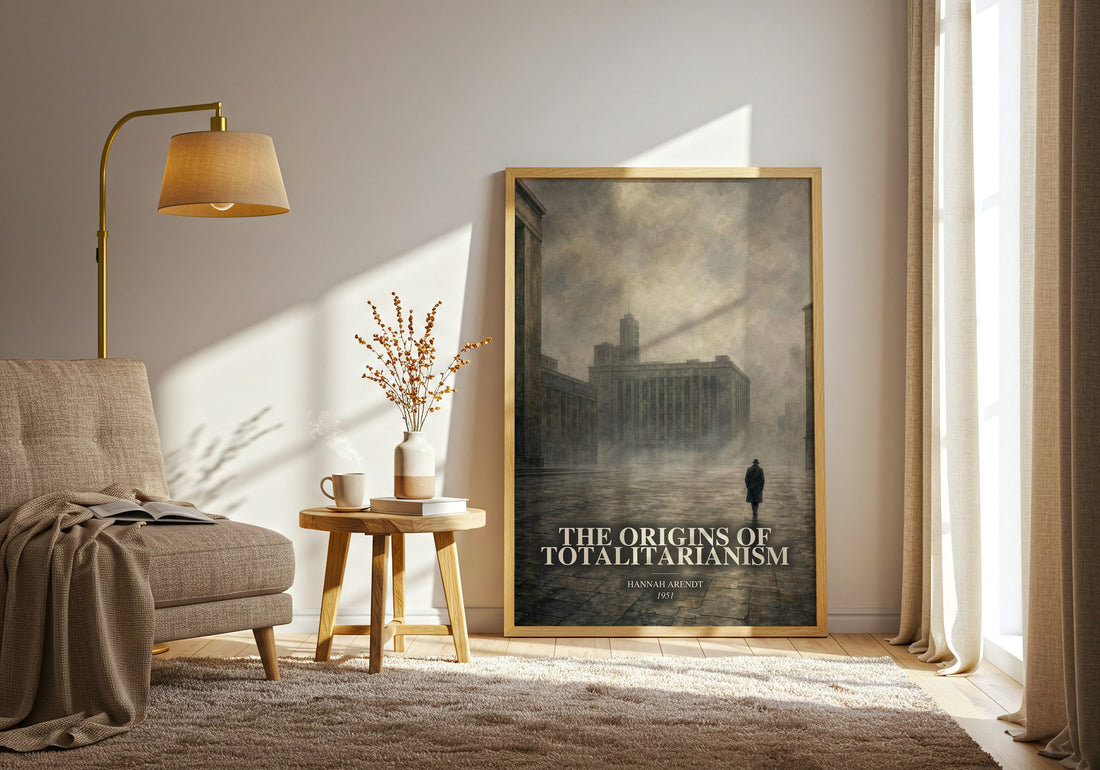 The Origins of Totalitarianism watercolour print in frame leaning in hallway – philosophy wall art
