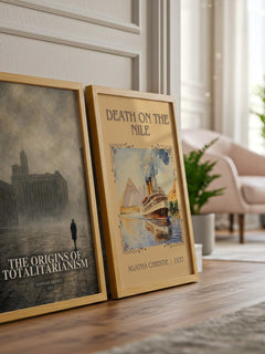 The Origins of Totalitarianism watercolour print framed by window – literary home decor