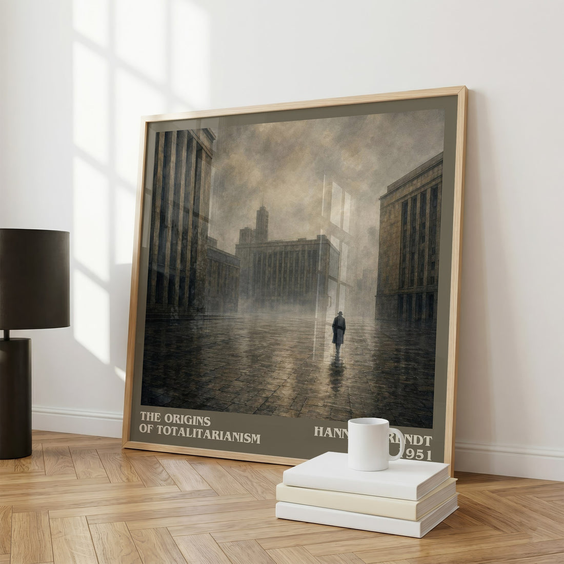 The Origins of Totalitarianism literary print framed by window – literary home decor