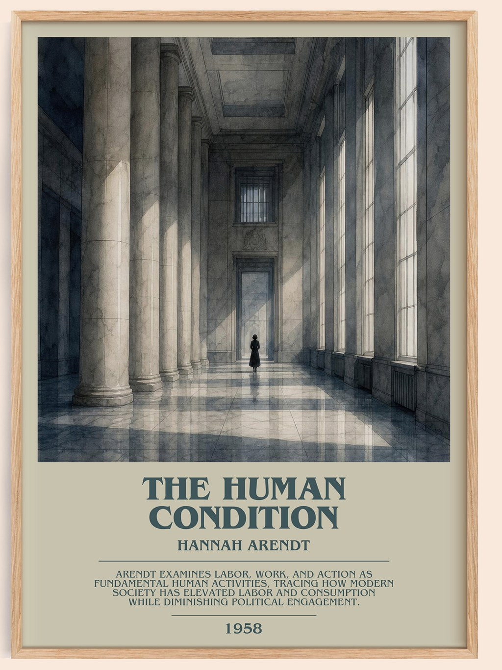 The Human Condition bookish book poster by Hannah Arendt – framed literary art print
