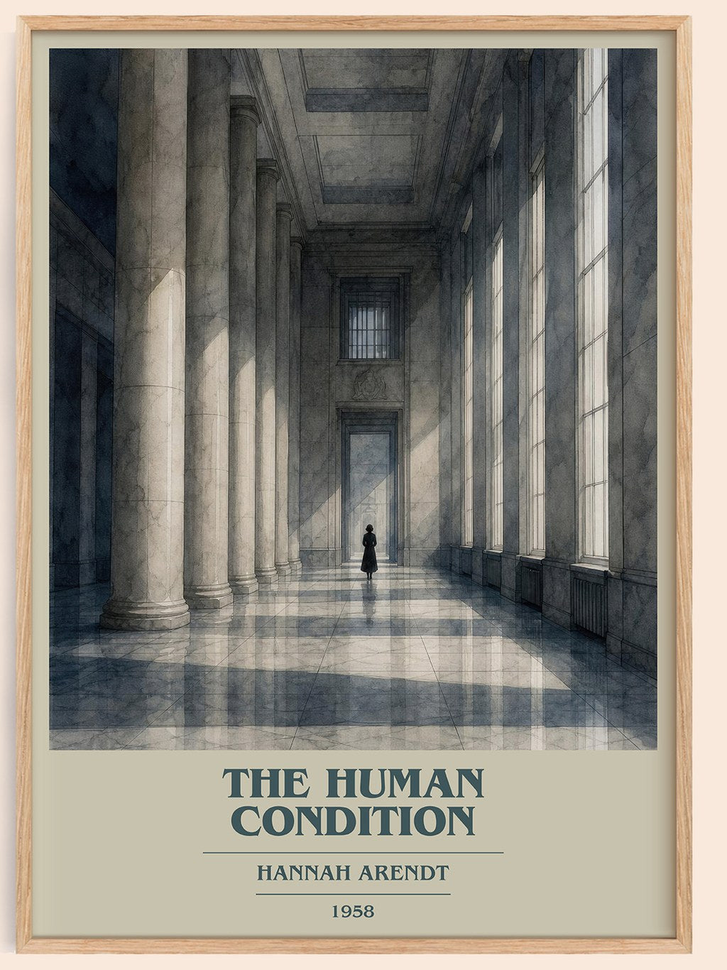 The Human Condition book cover book poster by Hannah Arendt – framed literary art print
