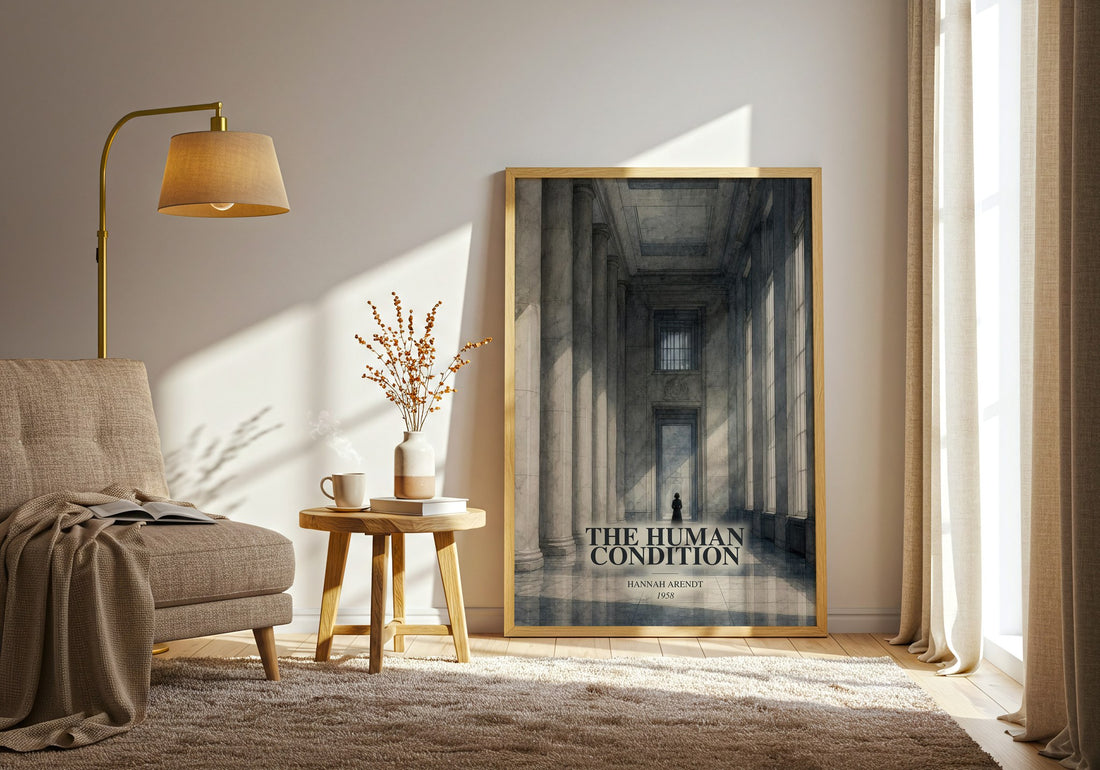 The Human Condition watercolour print in frame leaning in hallway – philosophy wall art