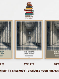 The Human Condition book cover print in frame leaning in hallway – philosophy wall art