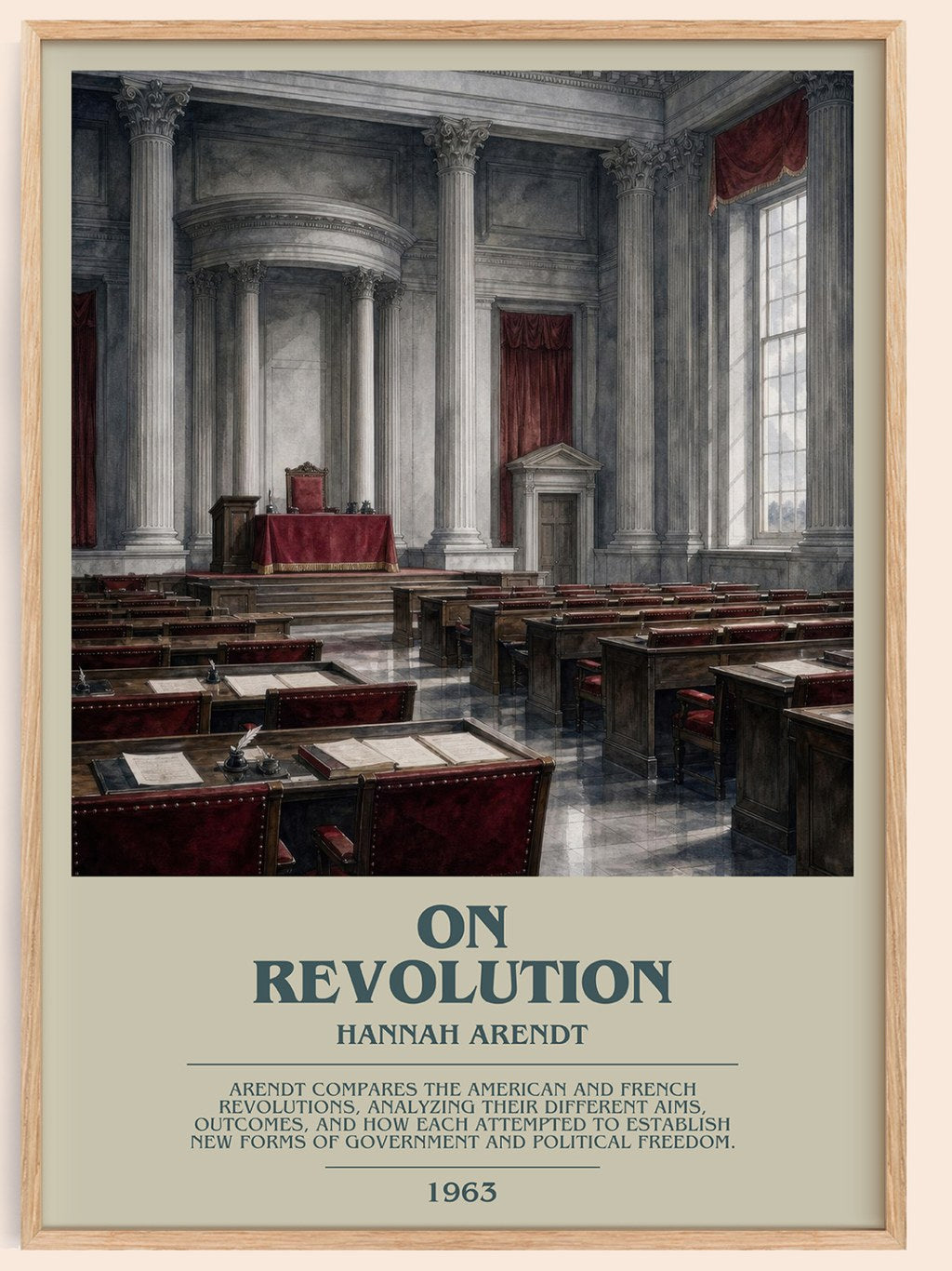 On revolution bookish book poster by Hannah Arendt – framed literary art print