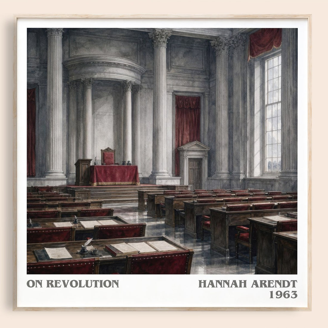 On revolution literary book poster by Hannah Arendt – framed literary art print