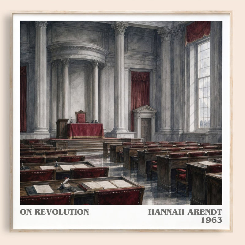 On revolution literary book poster by Hannah Arendt – framed literary art print