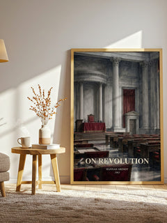 On revolution watercolour print in frame leaning in hallway – philosophy wall art