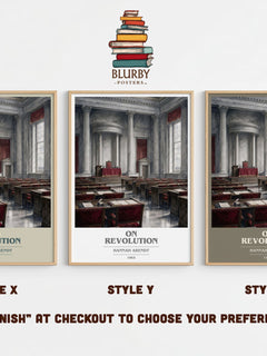 On revolution book cover print in frame leaning in hallway – philosophy wall art