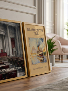 On revolution watercolour print framed by window – literary home decor
