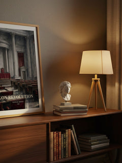 On revolution watercolour print on bookshelf – Hannah Arendt fan gift