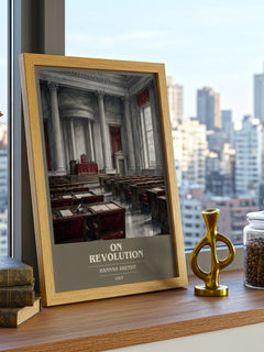On revolution book cover print framed by window – literary home decor