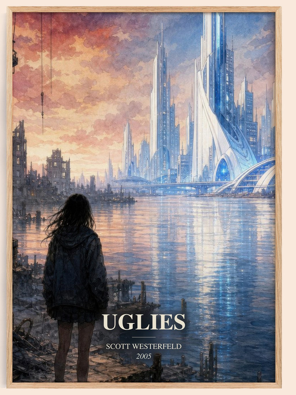 Uglies watercolour book poster by Scott Westerfeld – framed literary art print