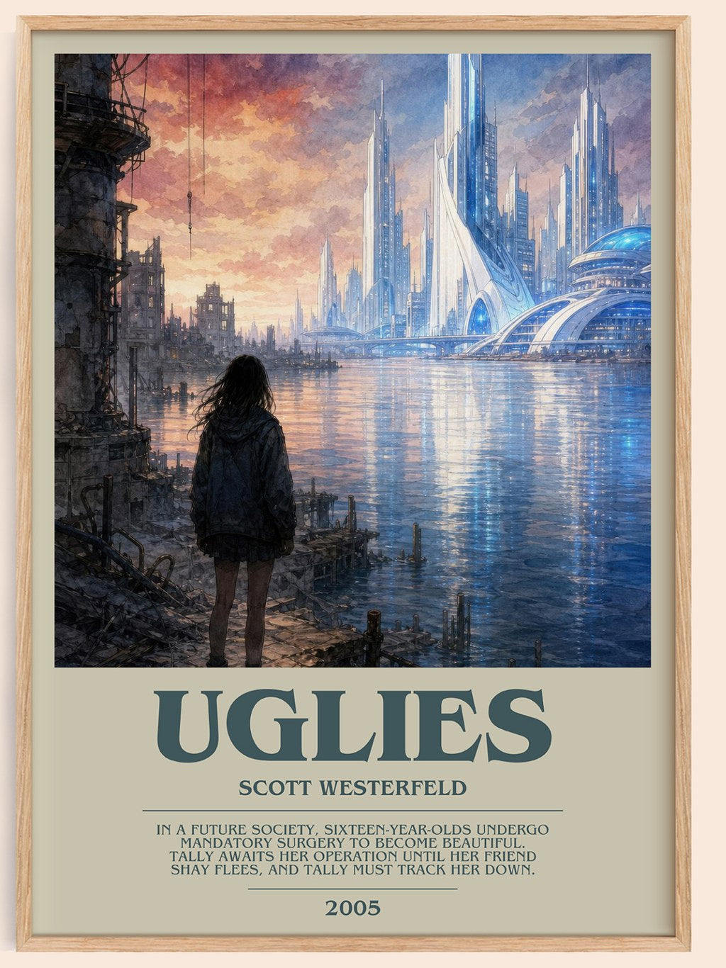 Uglies bookish book poster by Scott Westerfeld – framed literary art print