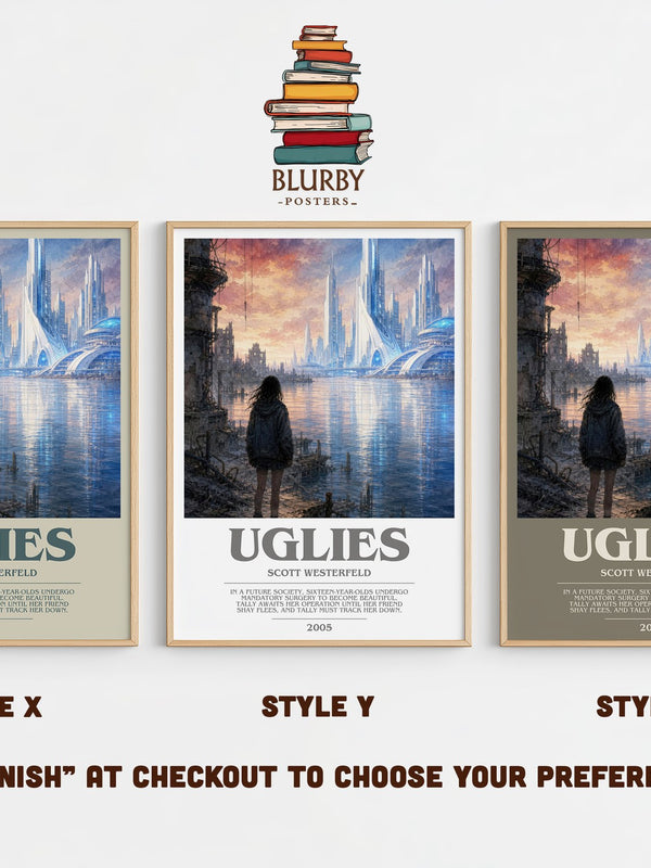 Uglies bookish print in frame leaning in hallway – dystopian wall art