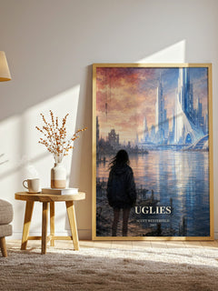 Uglies watercolour print in frame leaning in hallway – dystopian wall art