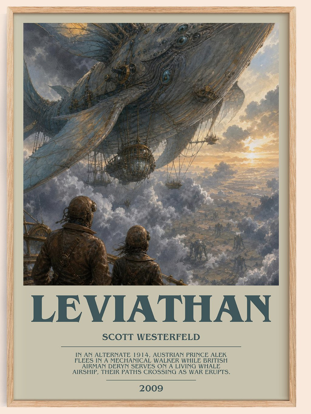 Leviathan bookish book poster by Scott Westerfeld – framed literary art print