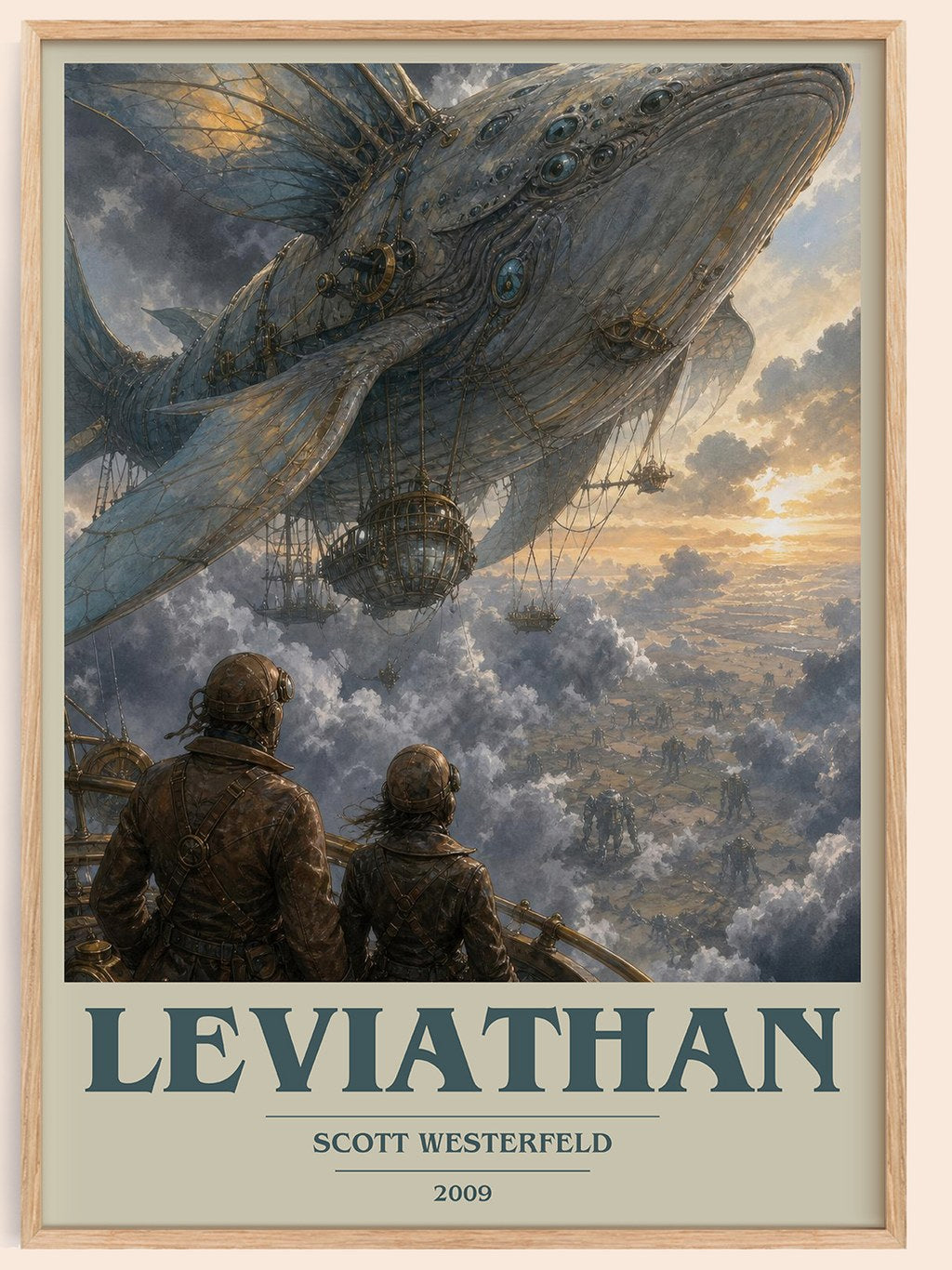 Leviathan book cover book poster by Scott Westerfeld – framed literary art print