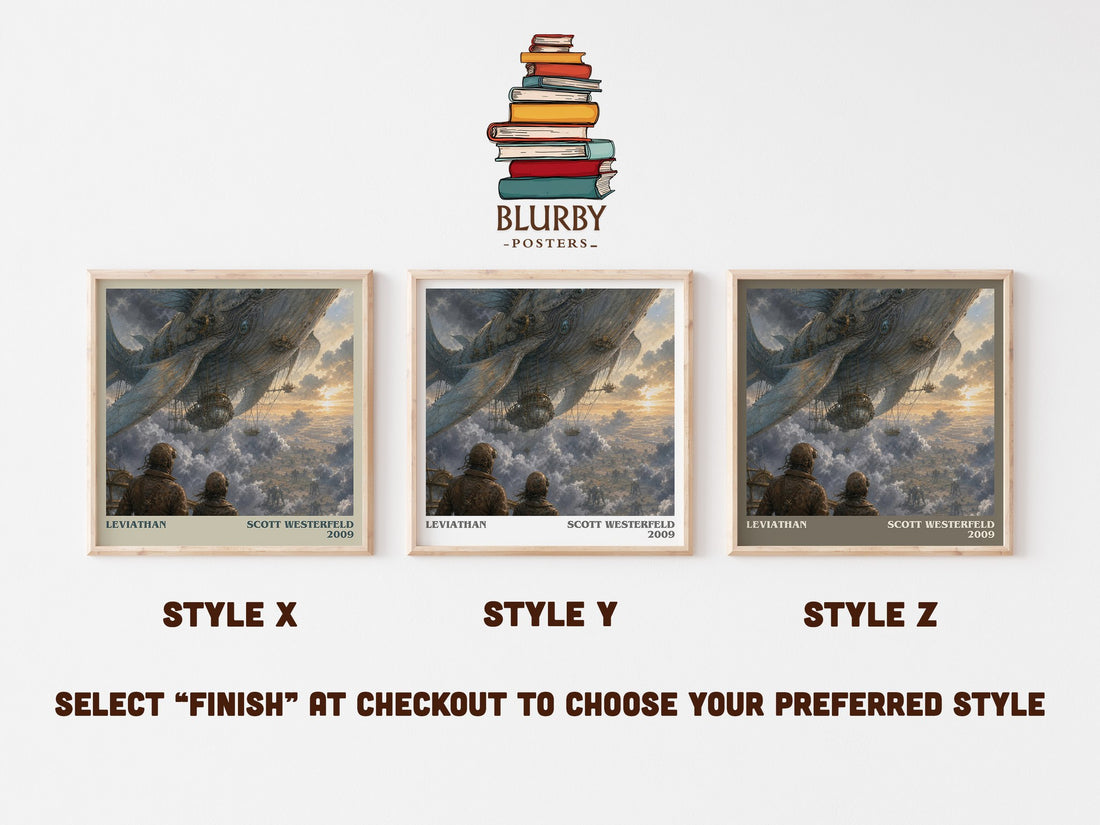 Leviathan literary print in frame leaning in hallway – young adult wall art (mockup)