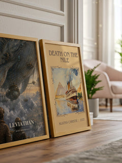 Leviathan watercolour print framed by window – literary home decor
