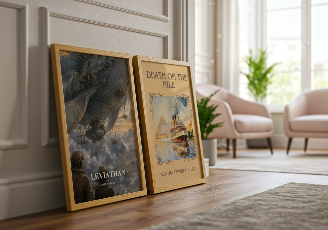 Leviathan watercolour print framed by window – literary home decor