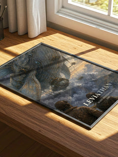 Leviathan watercolour book poster framed on wall – young adult wall art