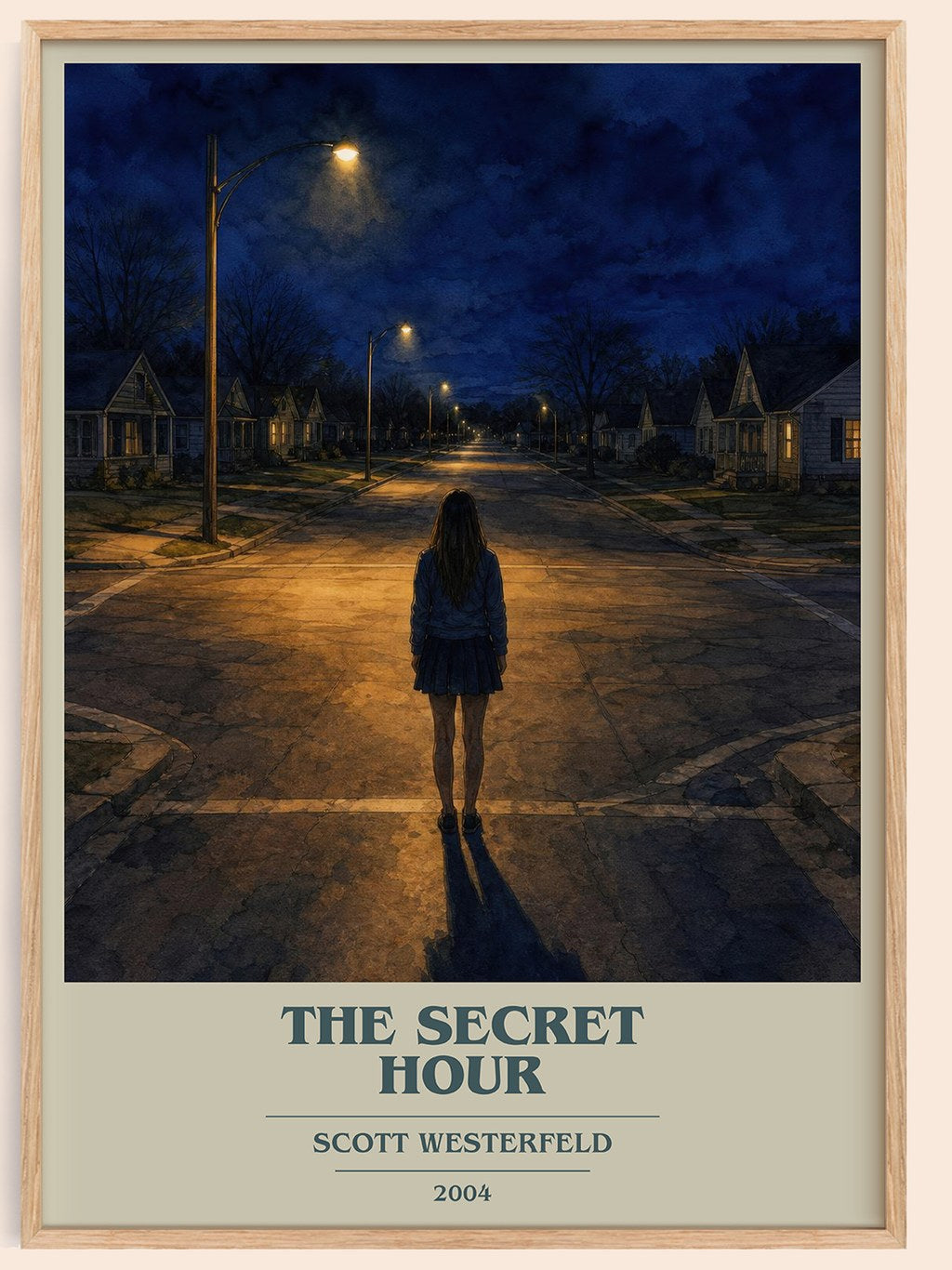 The Secret Hour book cover book poster by Scott Westerfeld – framed literary art print