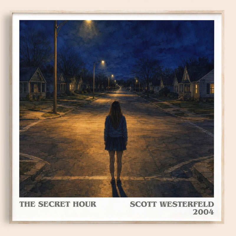 The Secret Hour literary book poster by Scott Westerfeld – framed literary art print