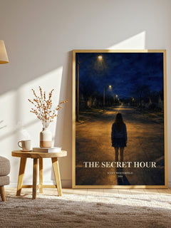 The Secret Hour watercolour print in frame leaning in hallway – young adult wall art