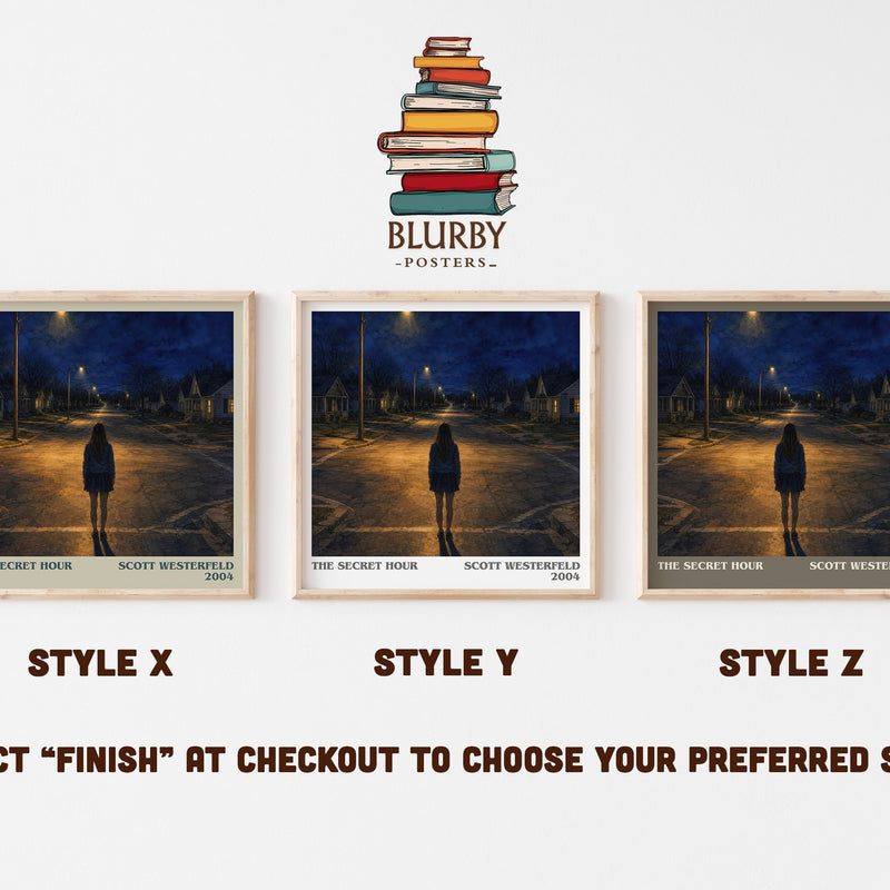 The Secret Hour literary print in frame leaning in hallway – young adult wall art
