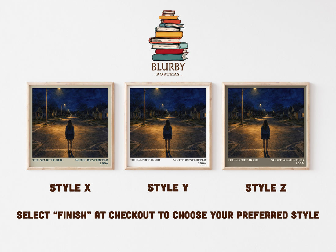 The Secret Hour literary print in frame leaning in hallway – young adult wall art (mockup)