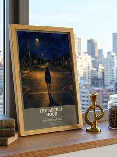 The Secret Hour book cover print framed by window – literary home decor