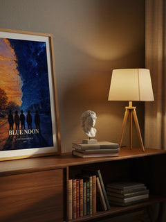 Blue Noon watercolour print on bookshelf – Scott Westerfeld fan gift