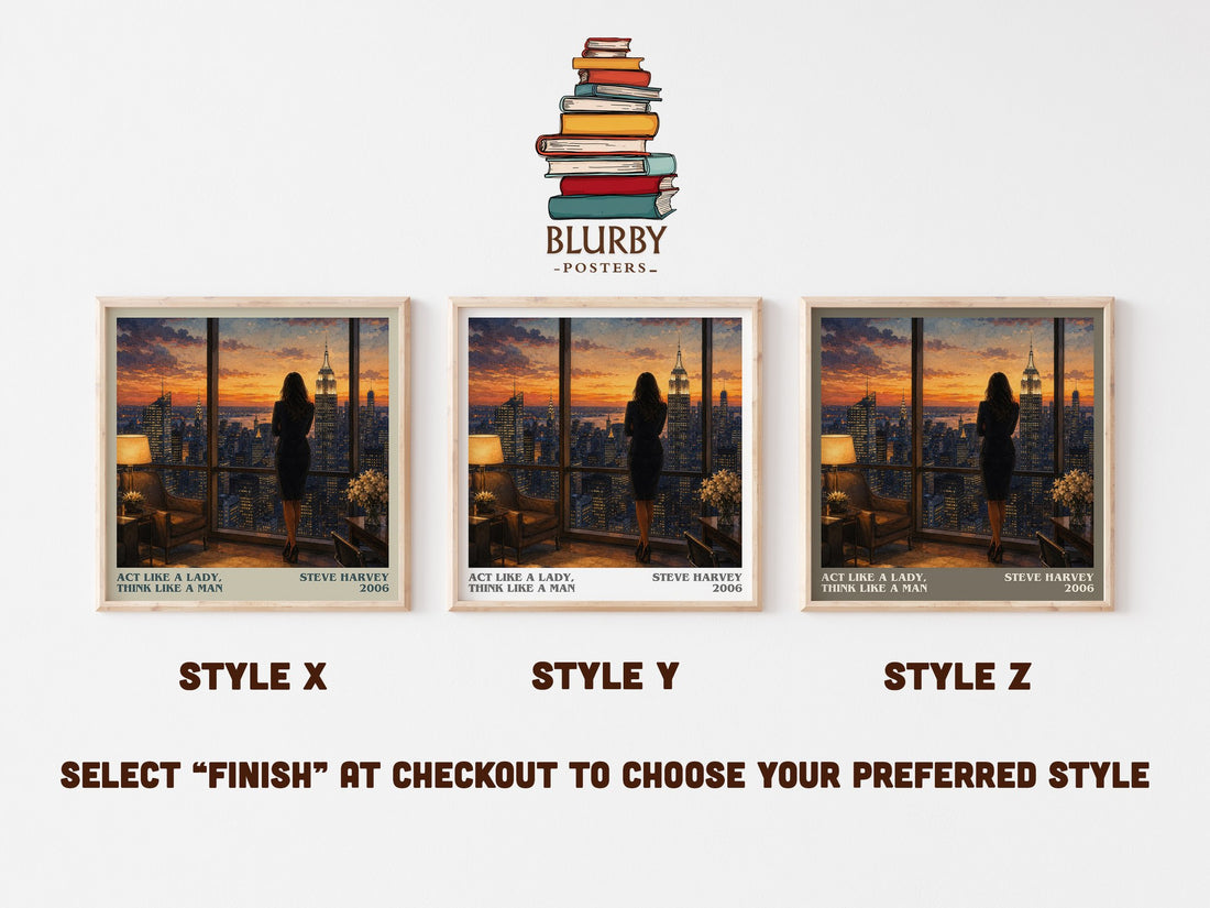 Act Like a Lady, Think Like a Man literary print in frame leaning in hallway – non fiction wall art (mockup)