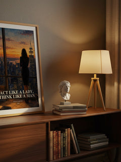 Act Like a Lady, Think Like a Man watercolour print on bookshelf – Steve Harvey fan gift