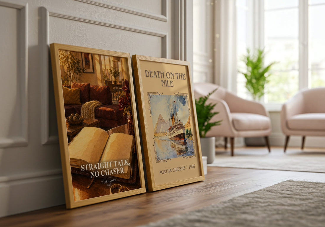 Straight Talk, No Chaser watercolour print framed by window – literary home decor