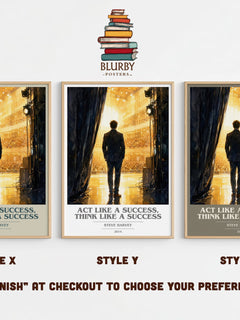 Act Like a Success, Think Like a Success book cover print in frame leaning in hallway – non fiction wall art