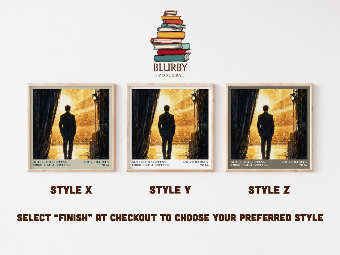 Act Like a Success, Think Like a Success literary print in frame leaning in hallway – non fiction wall art (mockup)