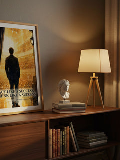 Act Like a Success, Think Like a Success watercolour print on bookshelf – Steve Harvey fan gift