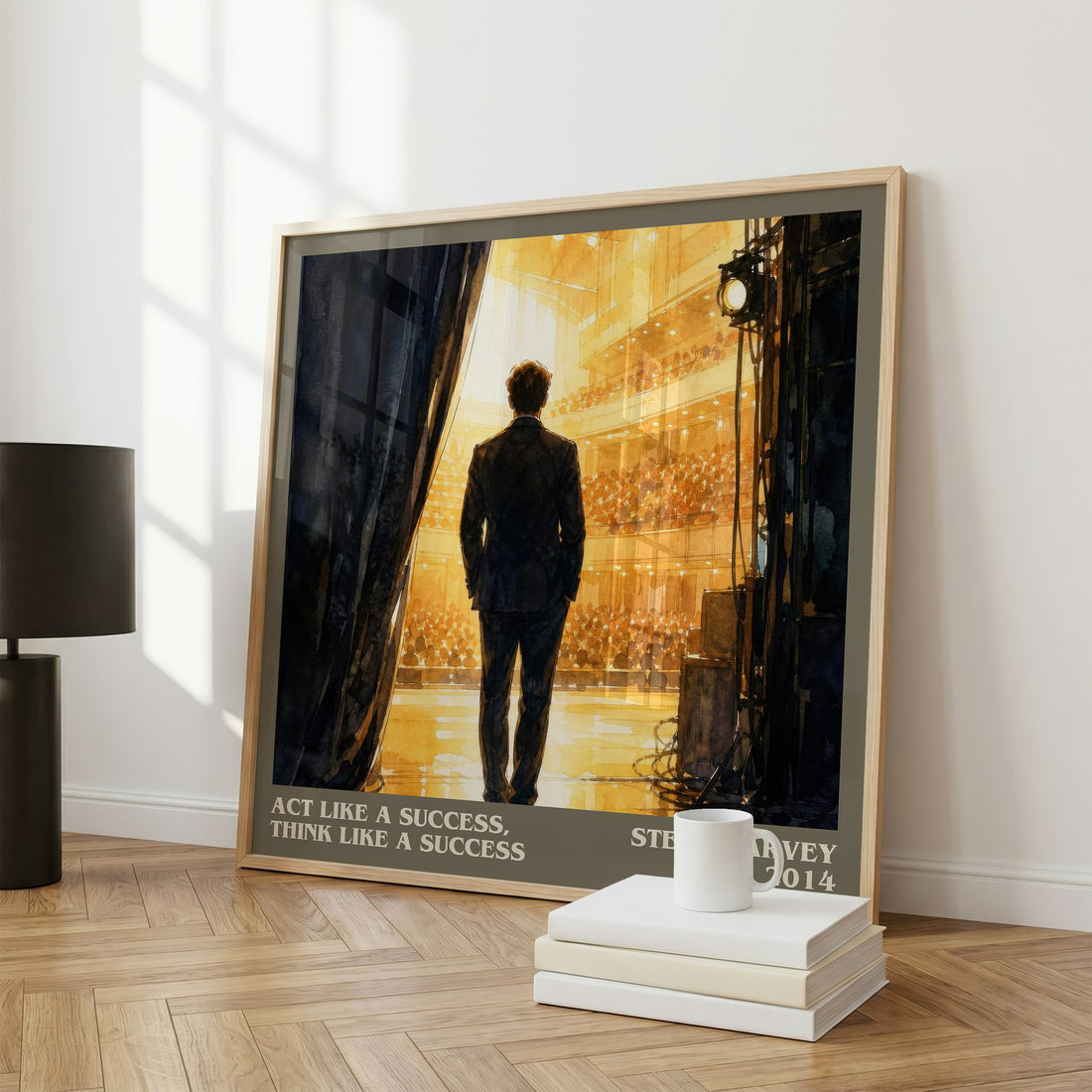 Act Like a Success, Think Like a Success literary print framed by window – literary home decor