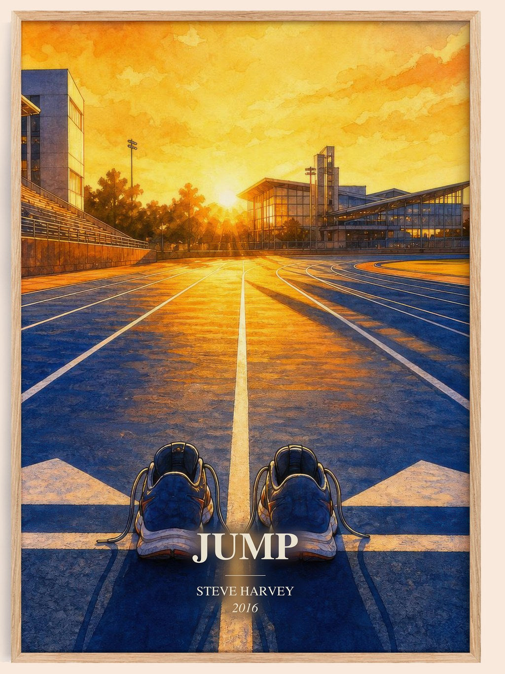 Jump watercolour book poster by Steve Harvey – framed literary art print