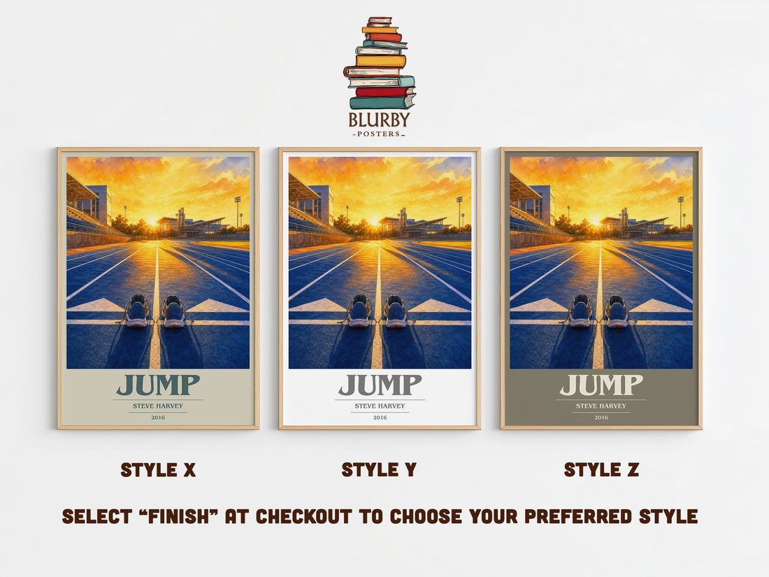 Jump book cover print in frame leaning in hallway – __new__:self help wall art (mockup)