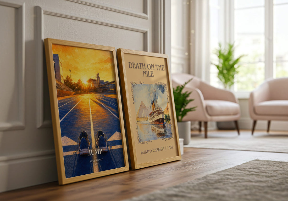 Jump watercolour print framed by window – literary home decor