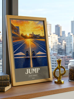 Jump book cover print framed by window – literary home decor