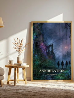 Annihilation watercolour print in frame leaning in hallway – sci fi wall art